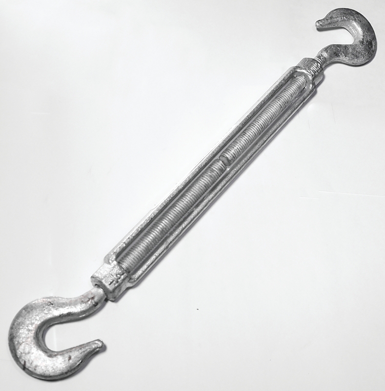 Baron 17-1/2X12 Turnbuckle, 2200 lb Working Load, 1/2 in Thread, Hook, Hook, 12 in L Take-Up, Steel