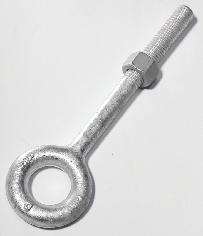 Baron 24-1/2X6 Regular Nut Eye Bolt, 1/2 in Thread, 3 in L Thread, 1 in ID x 2 in OD Dia Eye, 6 in L Shank, Steel