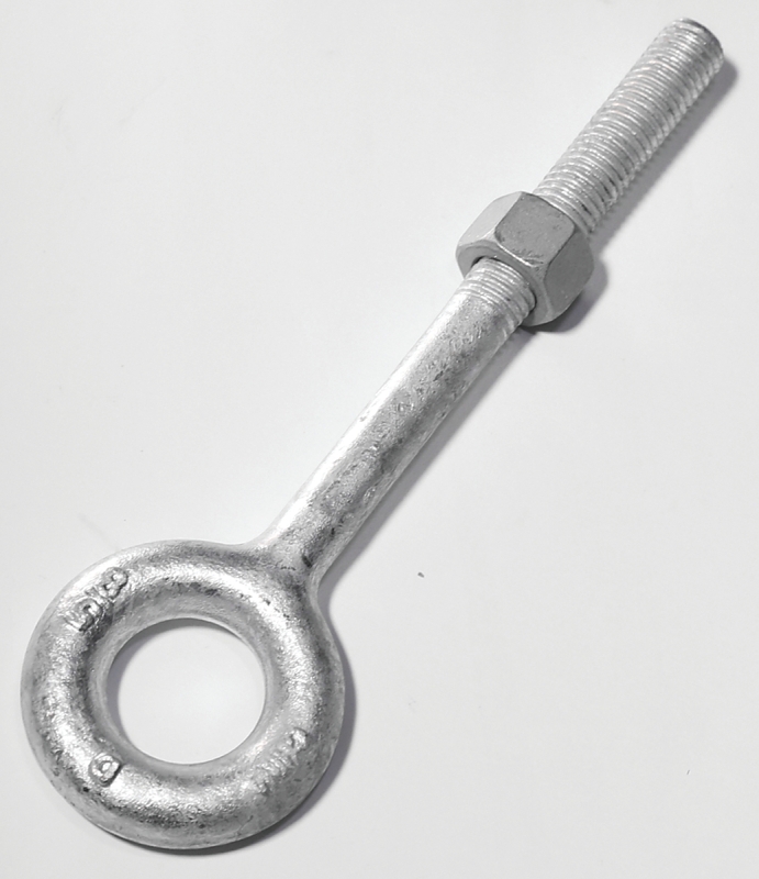 Baron 24-1/2X8 Regular Nut Eye Bolt, 1/2 in Thread, 3 in L Thread, 1 in ID x 2 in OD Dia Eye, 8 in L Shank, Steel