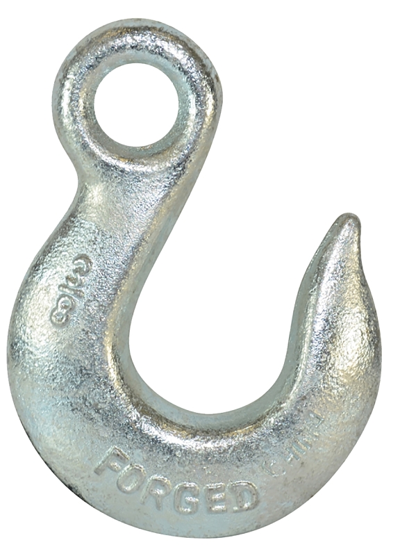 Baron 329-1/4 Eye Slip Hook, 1/4 in, 2600 lb Working Load, 43 Grade, Carbon Steel, Zinc-Plated
