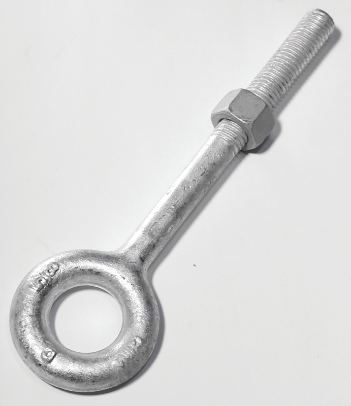 Baron 24-3/8X2-1/2 Regular Nut Eye Bolt, 3/8 in Thread, 1-1/2 in L Thread, 3/4 in ID x 1-1/2 in OD Dia Eye, Steel