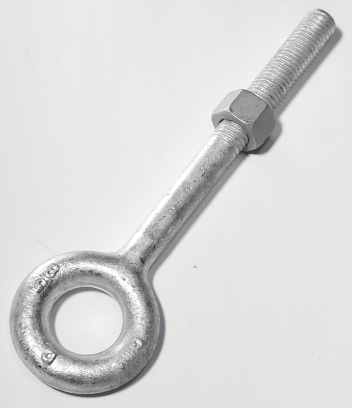 Baron 24-3/8X6 Regular Nut Eye Bolt, 3/8 in Thread, 2-1/2 in L Thread, 3/4 in ID x 1-1/2 in OD Dia Eye, 6 in L Shank