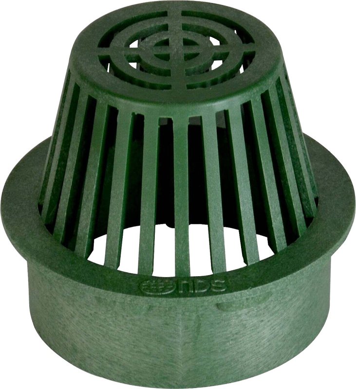 NDS 80 Atrium Grate, 6 in Dia, 3.88 in L, 3.88 in W, Round, 1/4 in Grate Opening, HDPE, Green