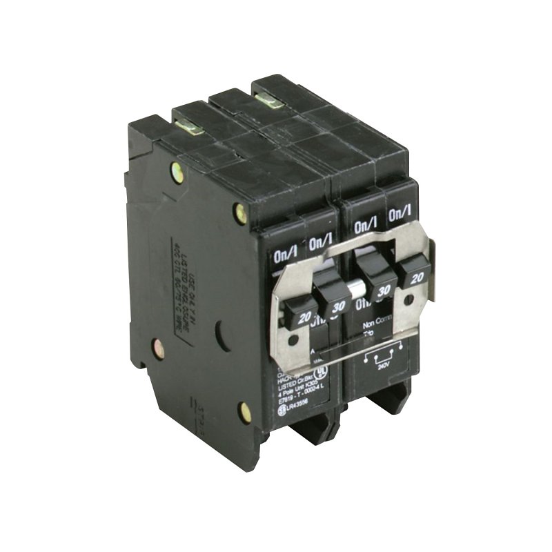 Cutler-Hammer BQ220230 Circuit Breaker with Rejection Tab, Type BQ, Quad, 20, 30 A, 4-Pole, 120/240 V, Plug Mounting