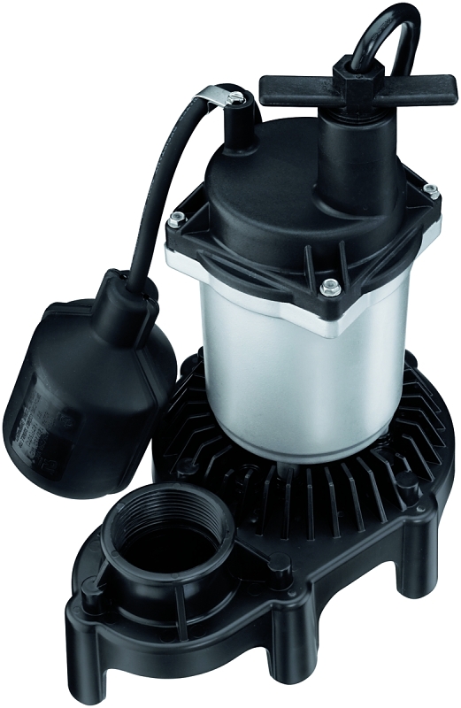 Simer 2163 Sump Pump, 1-Phase, 3.9 A, 115 V, 0.33 hp, 1-1/2 in Outlet, 22 ft Max Lift Head, 660 gph