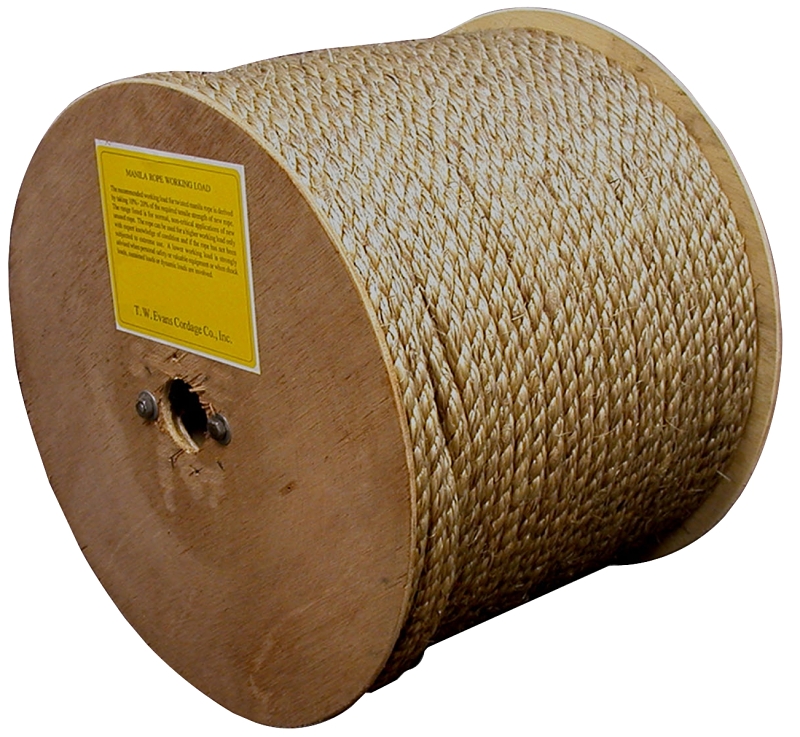 T.W. Evans Cordage 25-003 Rope, 3/8 in Dia, 600 ft L, 3/8 in, 243 lb Working Load, Manila, Natural