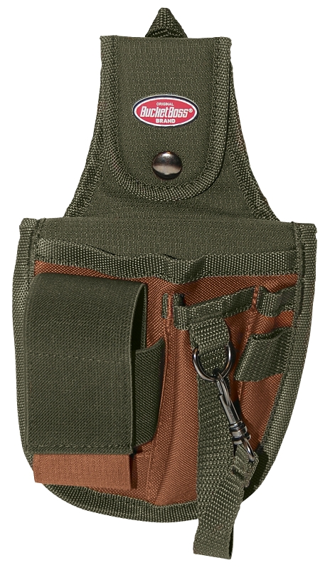 Bucket Boss 54120 Rear Guard Pouch, 5-Pocket, 600D Polyester, Brown/Green, 6 in W, 10 in H, 1-1/2 in D
