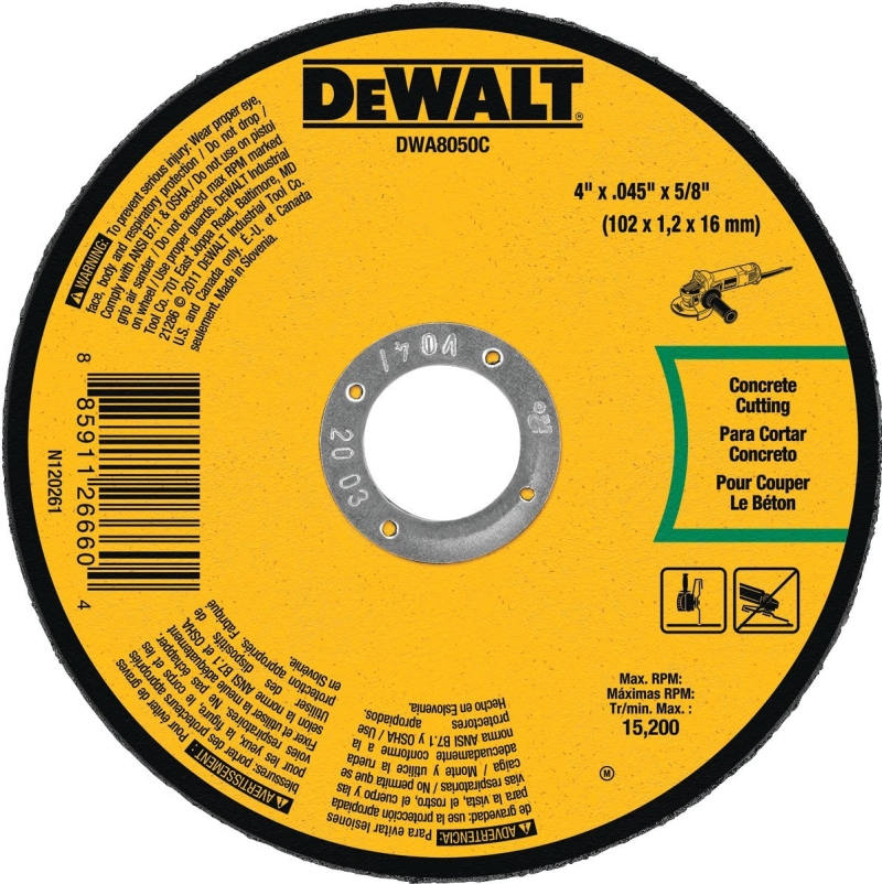 DEWALT DWA8050C Cut-Off Wheel, 4 in Dia, 0.045 in Thick, 5/8 in Arbor, 60 Grit, Aluminum Oxide Abrasive, Pack of 25