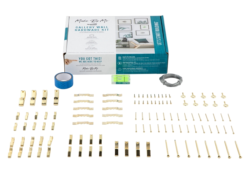 National Hardware Made By Me Series N900-004 Gallery Wall Hardware Kit, Steel, Brass, 67-Piece