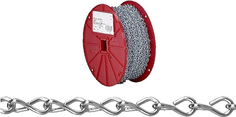 Campbell 072-4027N Single Jack Chain, 16 in, 250 ft L, 10 lb Working Load, Steel, Zinc-Plated