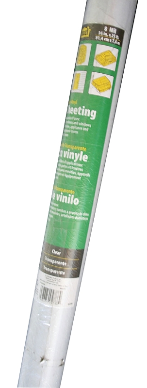 M-D 04788 Weatherstrip Sheeting, 25 ft L, 36 in W, 8 mil Thick, Vinyl Backing, Clear
