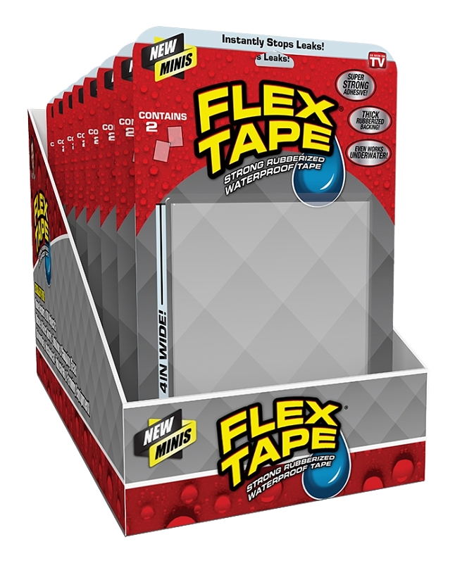 Flex Seal Flex Minis TFSCLRMINI Flex Tape, 4 in L, 3 in W, Rubber Backing, Clear