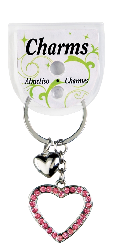 2GO KH404 Key Ring, Bling Gem Heart, Split Ring, Pack of 5