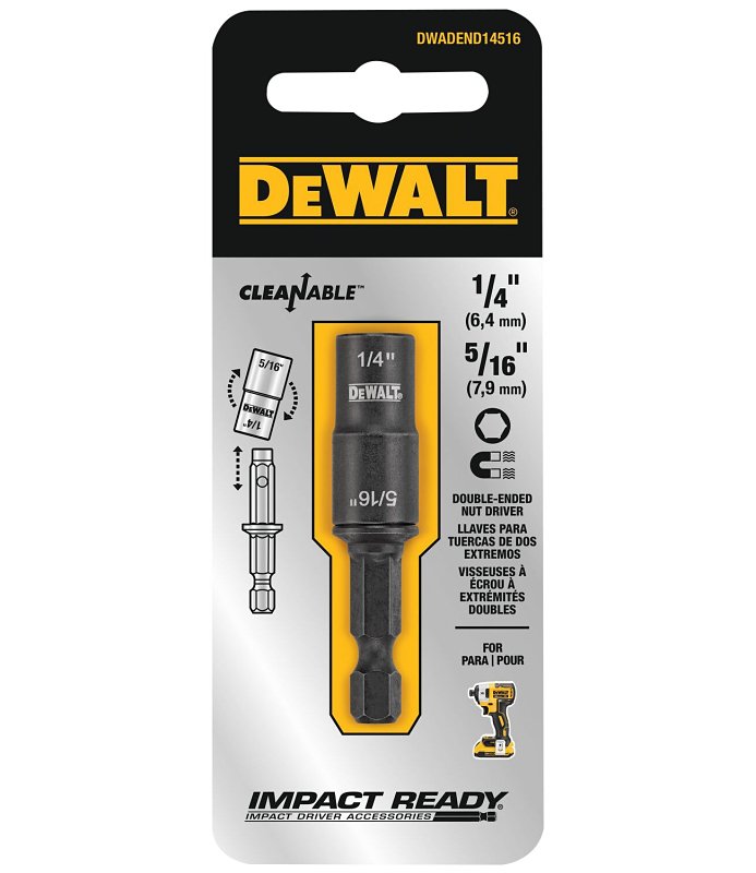 DEWALT DWADEND14516 Double-Ended Detachable Nut Driver, 1/4, 5/16 in Drive, Hollow Hex Drive, 1.87 in L