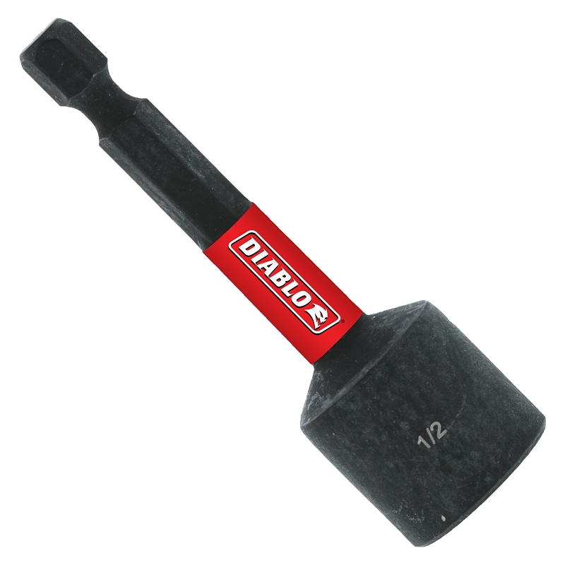 Diablo DNTSL12 Magnetic Nut Setter, 1/2 in Drive, 2-9/16 in L, 1/4 in L Shank, Hex Shank