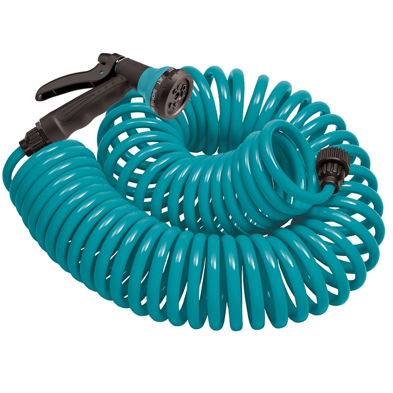 Orbit 27436 Coil Garden Hose, 50 ft L, Plastic, Blue