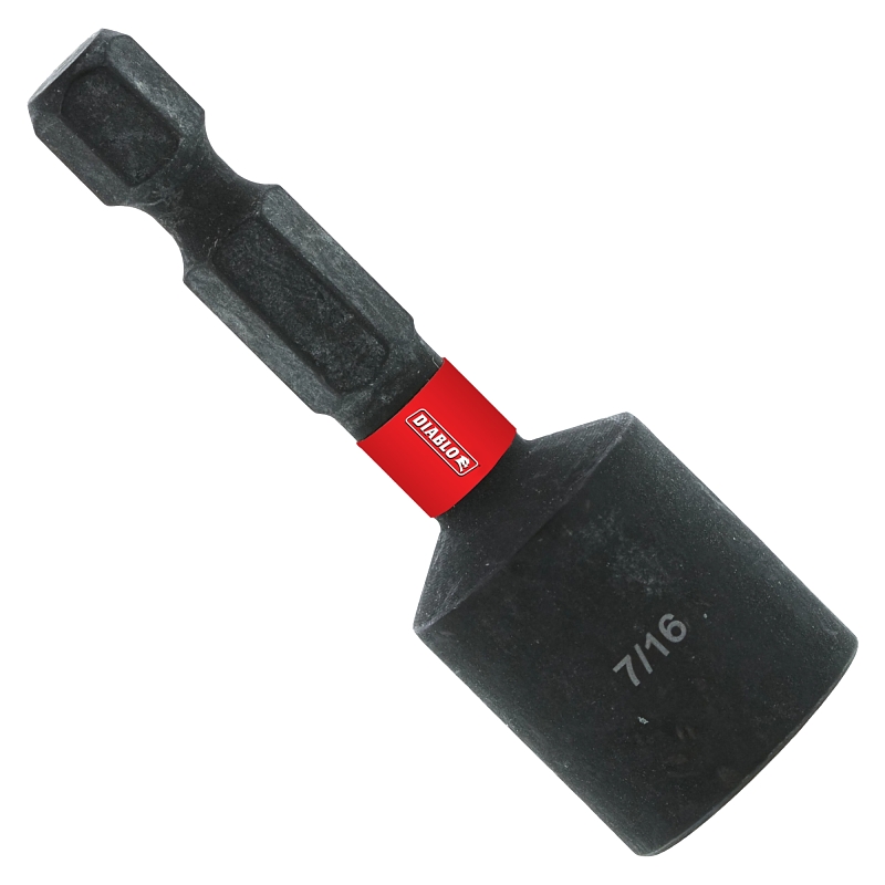 Diablo DNTSS716 Magnetic Nut Setter, 7/16 in Drive, Hex Drive, 1-7/8 in L, 1/4 in L Shank, Hex Shank