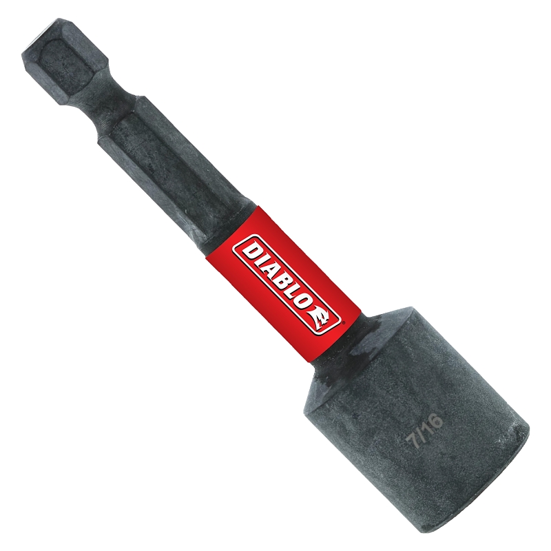 Diablo DNTSL716 Magnetic Nut Setter, 7/16 in Drive, 2-9/16 in L, 1/4 in L Shank, Hex Shank