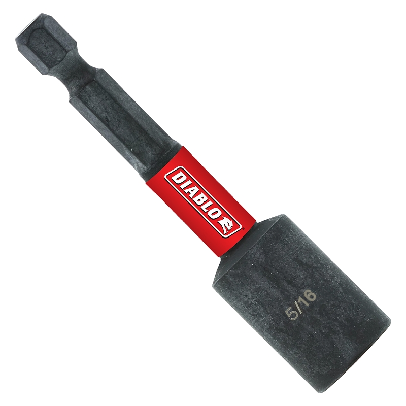 Diablo DNTSL516 Magnetic Nut Setter, 5/16 in Drive, Hex Drive, 2-9/16 in L, 1/4 in L Shank, Hex Shank