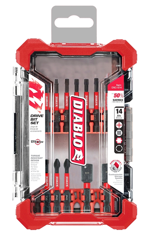 Diablo DSC-S14 Screwdriver Bit Set, 14-Piece, Coated