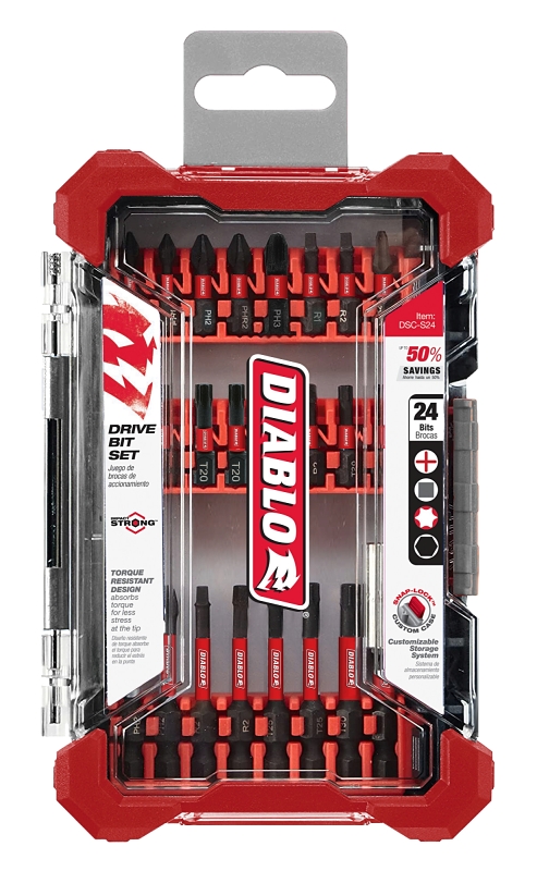 Diablo DSC-S24 Screwdriver Bit Set, 24-Piece, Steel, Coated