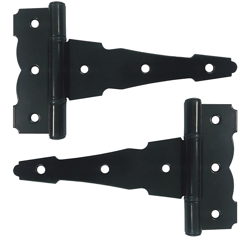 Nuvo Iron HDTH6BLK Heavy-Duty Decorative Tee Hinges, Steel, Black, Galvanized/Powder-Coated/Satin, Screw Mounting