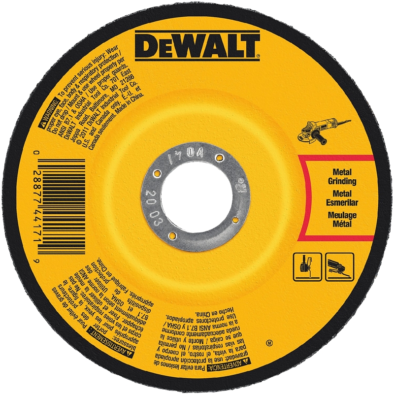 DEWALT DW4542 Grinding Wheel, 4-1/2 in Dia, 1/4 in Thick, 5/8-11 Arbor, 24 Grit, Coarse, Aluminum Oxide Abrasive