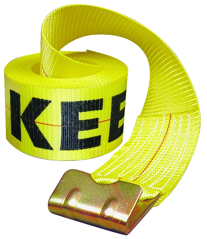Keeper 04926 Winch Strap with Flat Hook, 4 in W, 30 ft L, Polyester, Yellow, 5000 lb Working Load