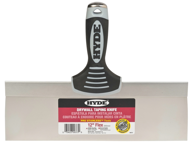 Hyde Pro Stainless 09373 Knife, 12 in W Blade, 3 in L Blade, Stainless Steel Blade, Single-Edge Blade, Soft Grip Handle