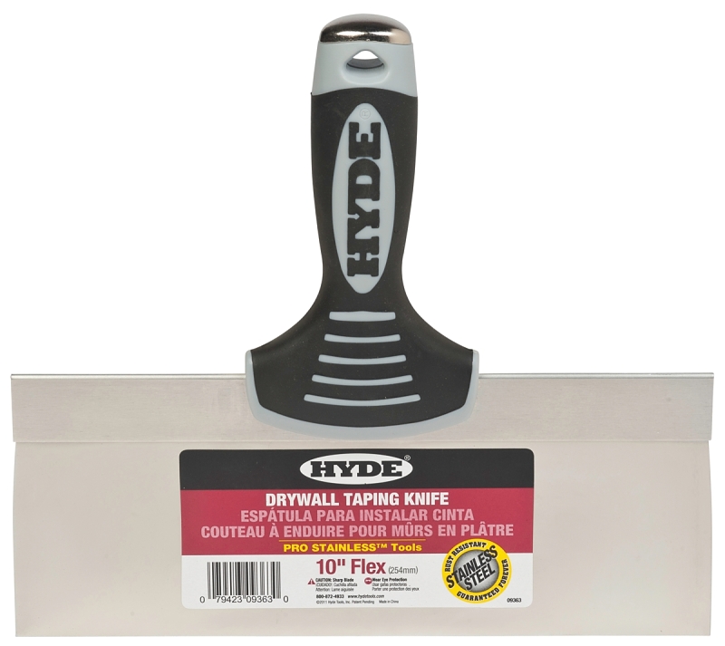 Hyde Pro Stainless 09363 Knife, 10 in W Blade, 3 in L Blade, Stainless Steel Blade, Single-Edge Blade, Soft Grip Handle