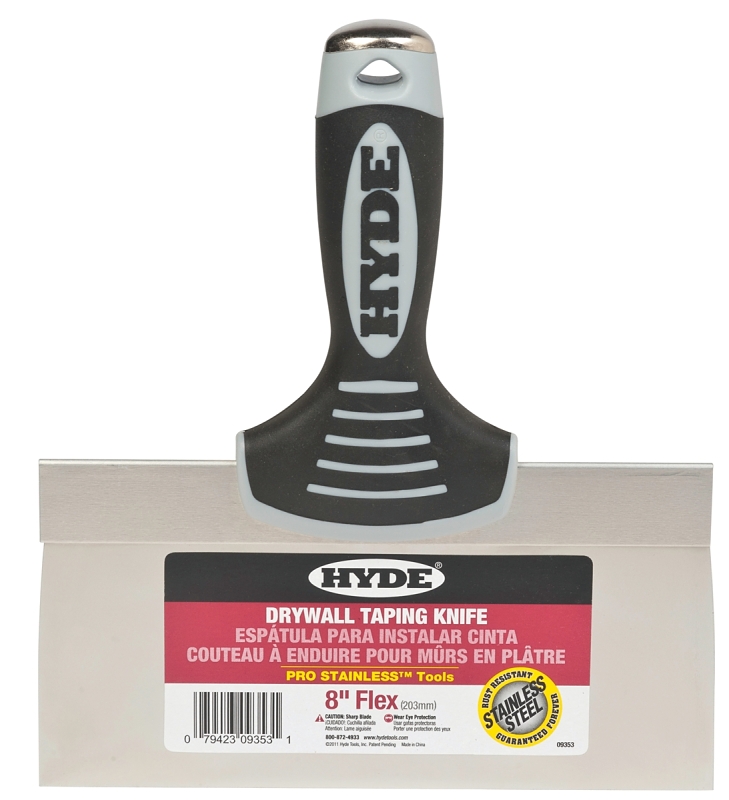 Hyde Pro Stainless 09353 Knife, 8 in W Blade, 3 in L Blade, Stainless Steel Blade, Single-Edge Blade, Soft Grip Handle