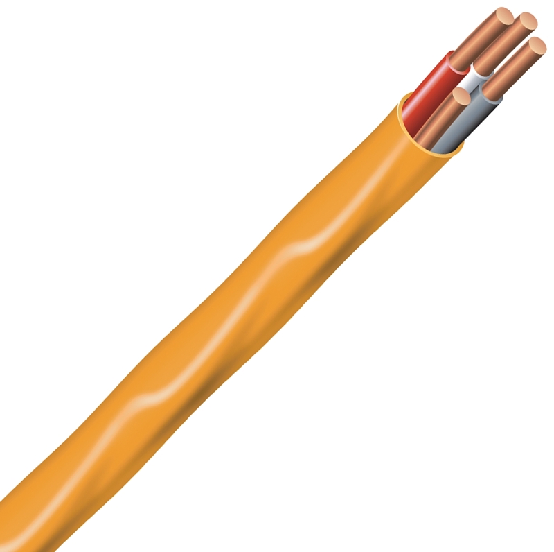Romex 10/3NM-WGX100 Sheathed Cable, 10 AWG Wire, 3-Conductor, 100 ft L, Copper Conductor, PVC Insulation, Nylon Sheath