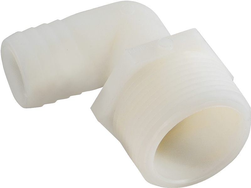 Anderson Metals 53720-0504 Hose Elbow, 5/16 in, Barb, 1/4 in, MPT, 150 psi Pressure, Nylon