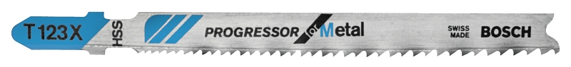 Bosch T123X3 Jig Saw Blade, 5/16 in W, 4 in L, 10/24 TPI, HSS Cutting Edge