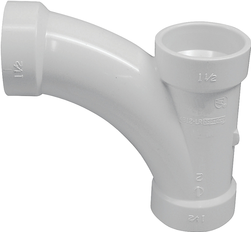 Canplas 194301 DWV Combination Tee Pipe Wye, 1-1/2 in, Hub, PVC, White, SCH 40 Schedule