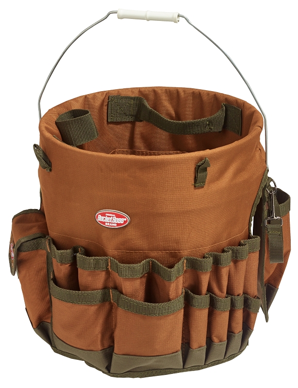 Bucket Boss 10030 Bucketeer, 11 in W, 11 in D, 11 in H, 30-Pocket, 600D Polyester, Brown
