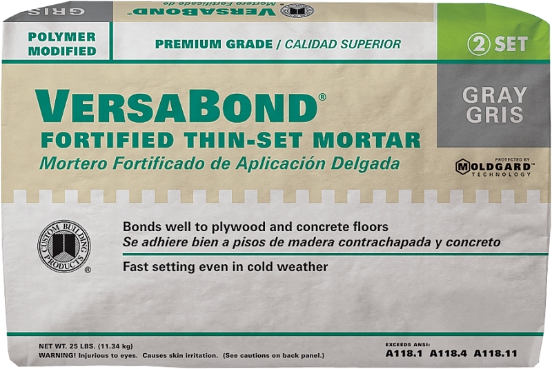 Custom VersaBond Flex Series MTSG25 Thinset Mortar, Gray, Powder, 25 lb Bag