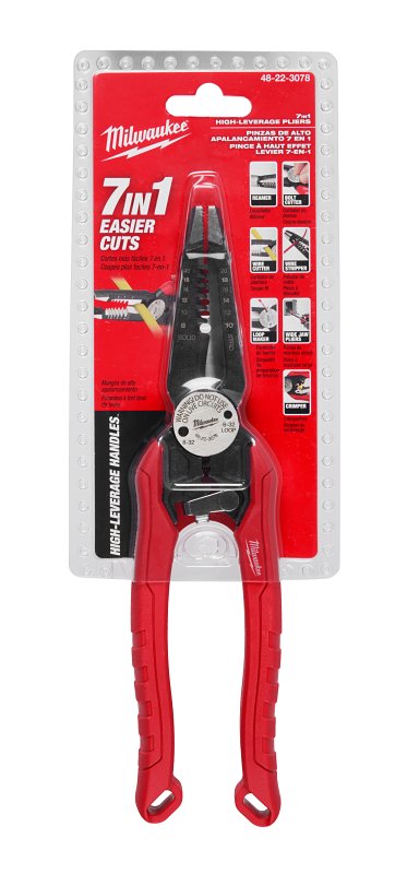 Milwaukee 48-22-3078 Combination Plier, 9 in OAL, 0.8 in Jaw Opening, High-Leverage Handle, 1/2 in W Jaw