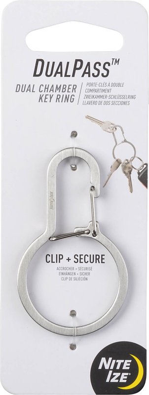 Nite Ize Dualpass Series DDK-11-R3 Key Ring, Dual Chamber, Split Ring