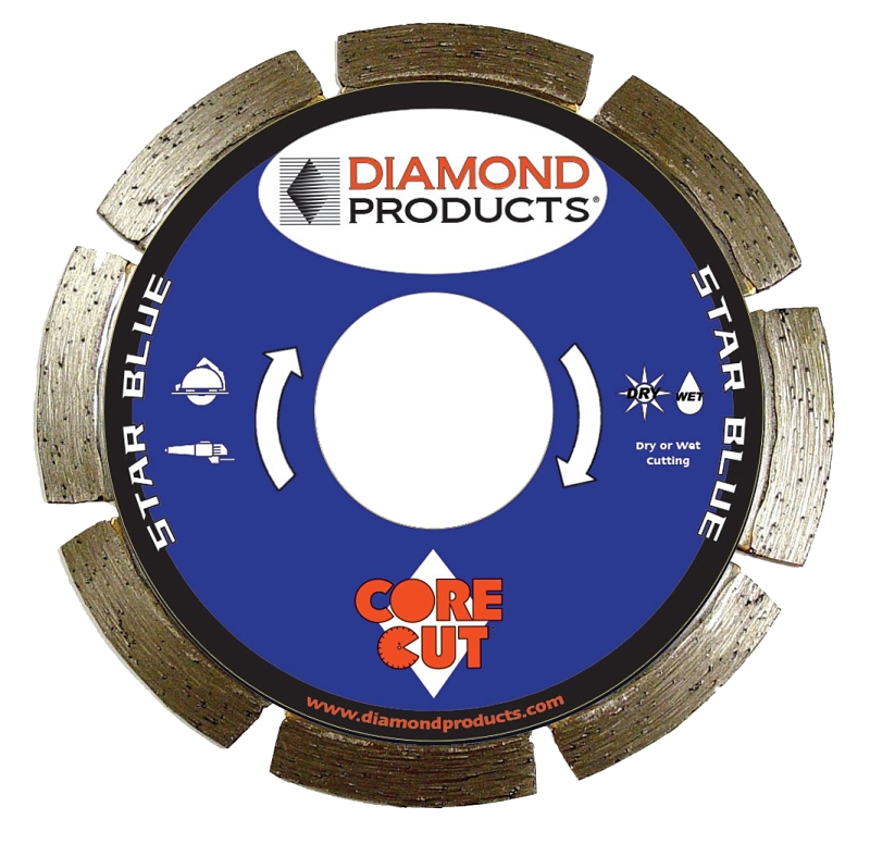 Diamond Products Star Blue 74951 Saw Blade, 4-1/2 in Dia, 7/8 in Arbor, Diamond Cutting Edge