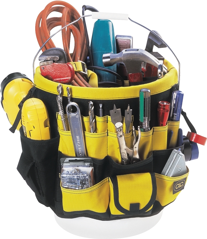 CLC TOOL WORKS 4122 Bucket Tool Organizer, 61-Compartment, Fabric, Black/Yellow