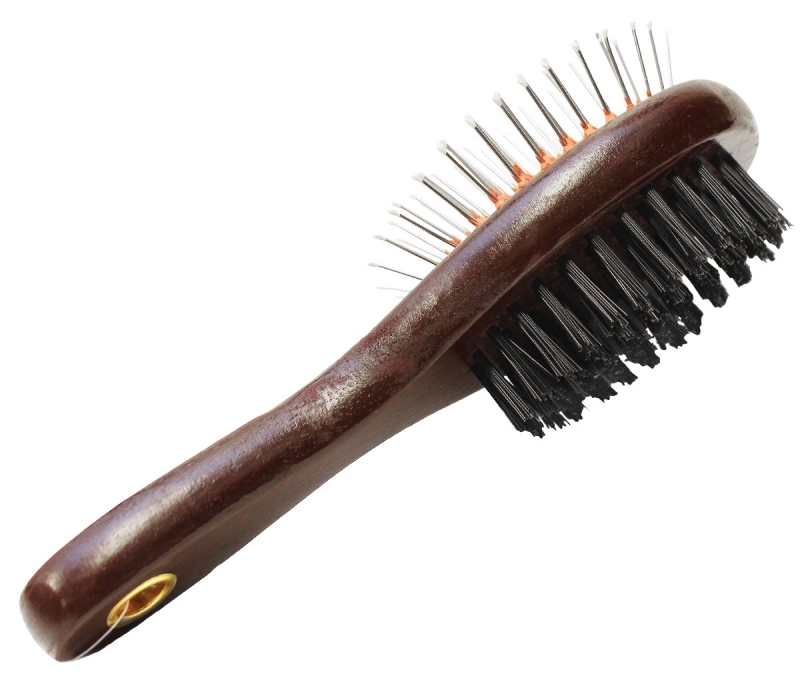 Aloe Care 00550 Pin and Bristle Brush, 2-in-1, Wood, Brown, Cat, Dog