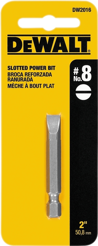 DEWALT DW2016 Power Screwdriver Bit, #8 Drive, Slotted Drive, 1/4 in Shank, Hex Shank, 2 in L, Steel