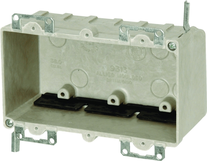 fiberglassBOX 9313-EWK Electrical Box, 3-Gang, Glass Reinforced Polyester, Off-White, Wall Mounting