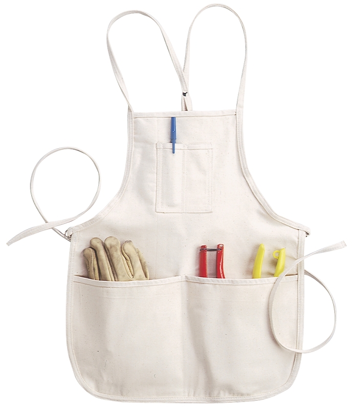 CLC TOOL WORKS C11 Bib Apron, 29 to 46 in Waist, Cotton, White, 4-Pocket