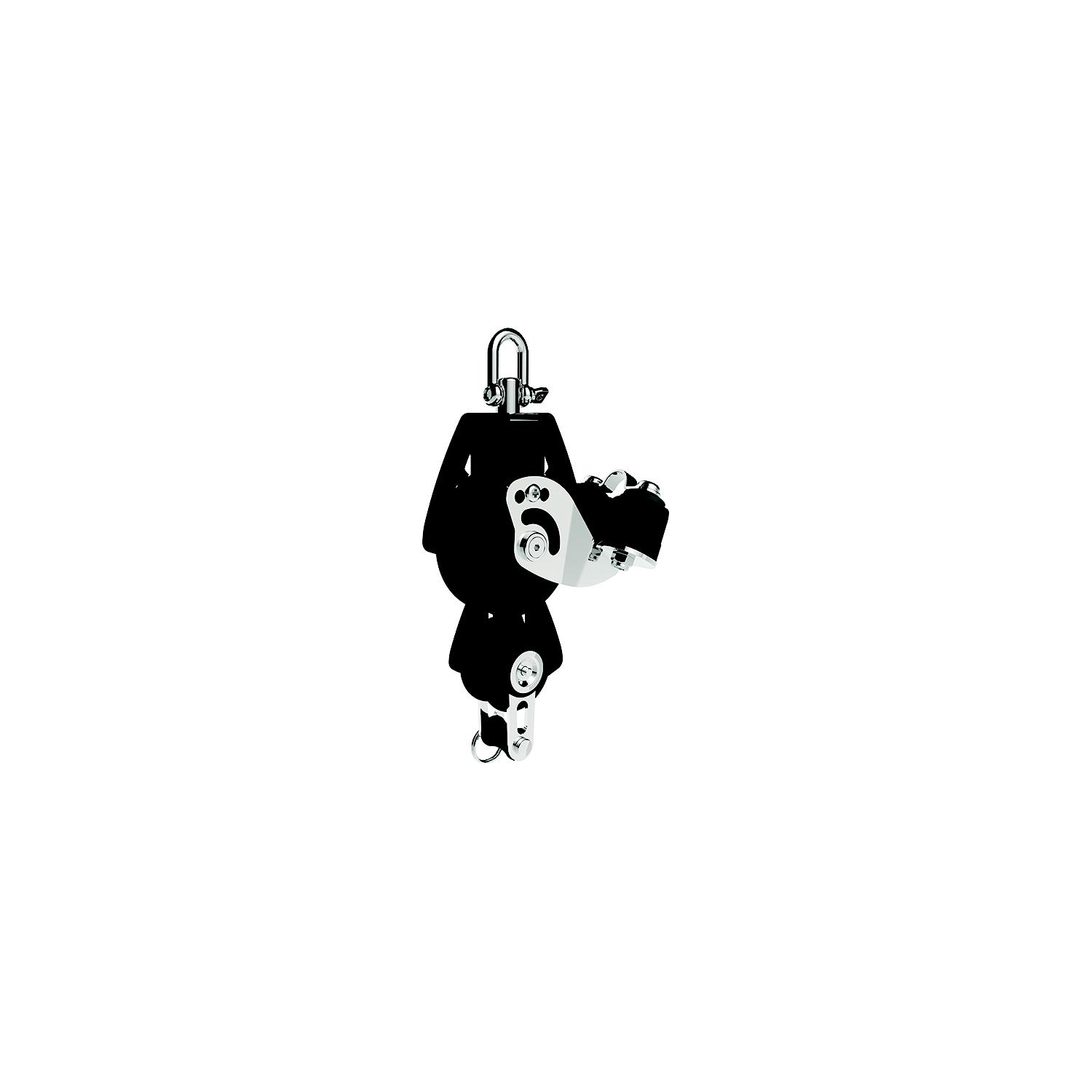 Lewmar 50MM Fiddle Block W/Cam & Becket, Black, 1/4â³ - 3/8â³ Line