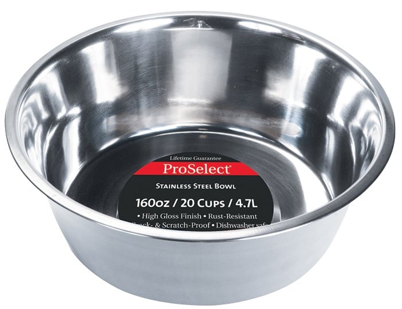 ProSelect ZW150 98/56670 Pet Feeding Dish, 5 qt Volume, Stainless Steel