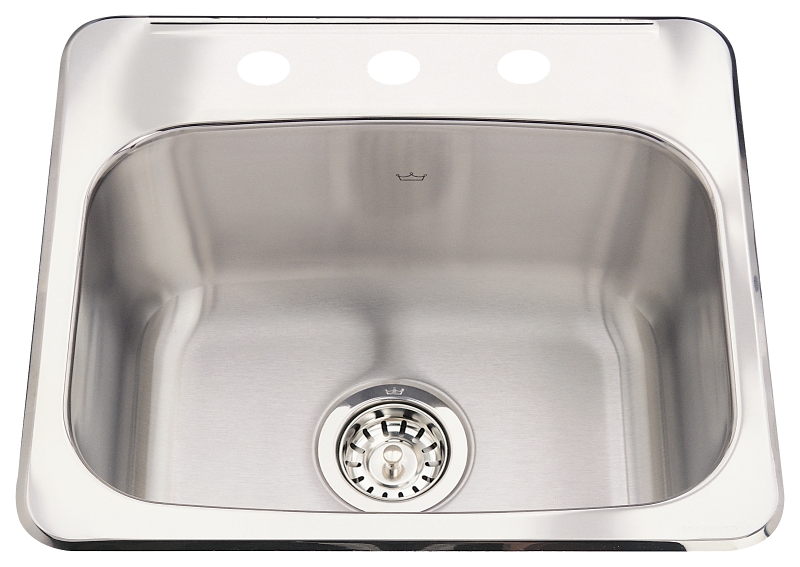 Kindred Steel Queen Series QSL1719-8-3N Bar/Prep Sink, 20 ga Capacity, 3-Deck Hole, 19-1/8 in OAW, 17 in OAH, 1-Bowl