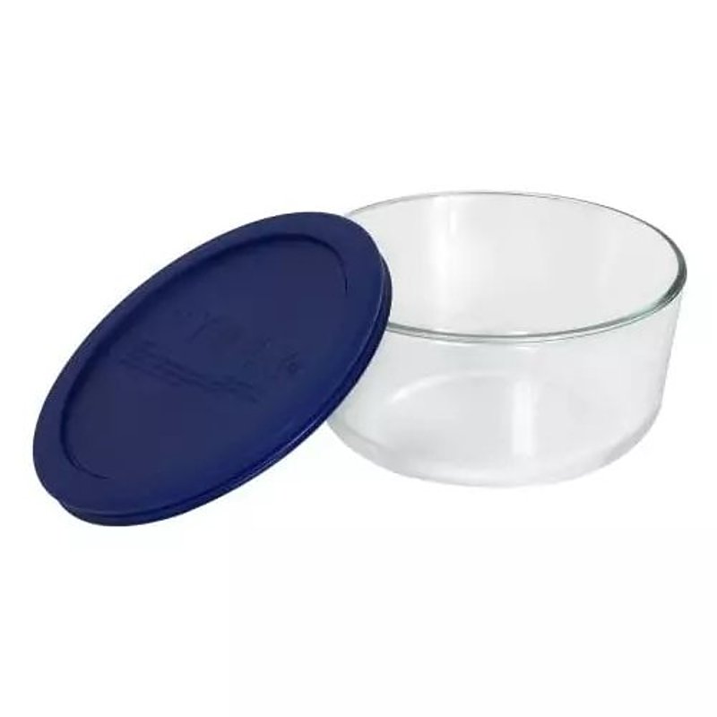 Pyrex Simply Store 6017398 Storage Plus Bowl, 4 Cup Capacity, Glass/Plastic, Navy Blue, Pack of 4