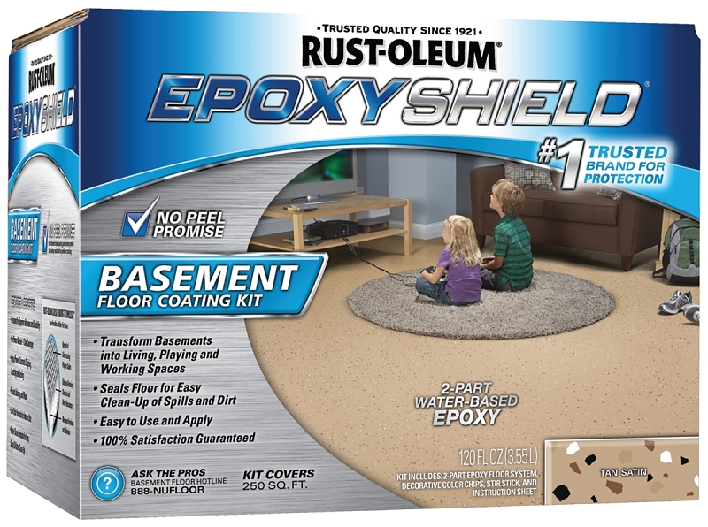 Rust Oleum 203008 Basement Floor Coating Kit Satin Tan Liquid VORG0220277 203008